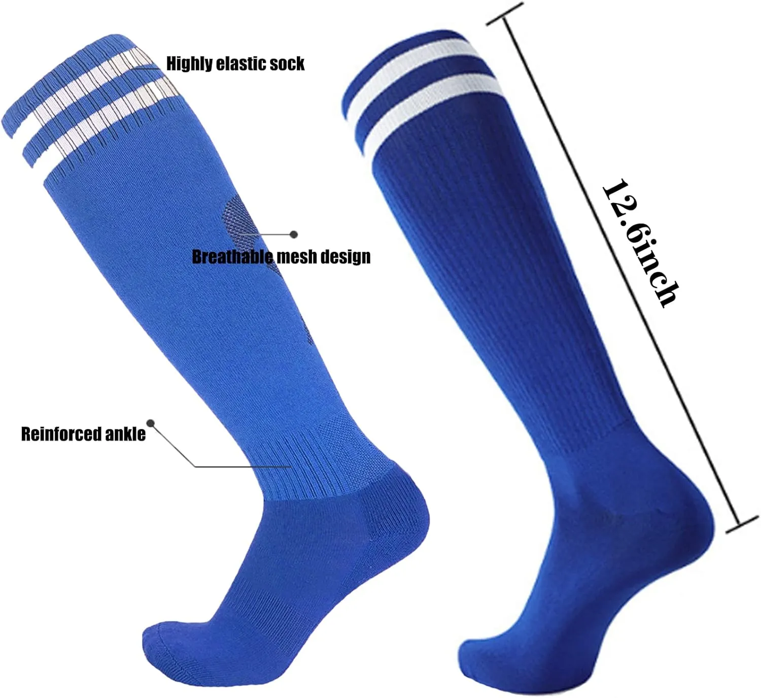 10 Pairs Kids Soccer Socks Stretchy Knee High Tube Colorful Football Athletic Team Socks for Boys Girls