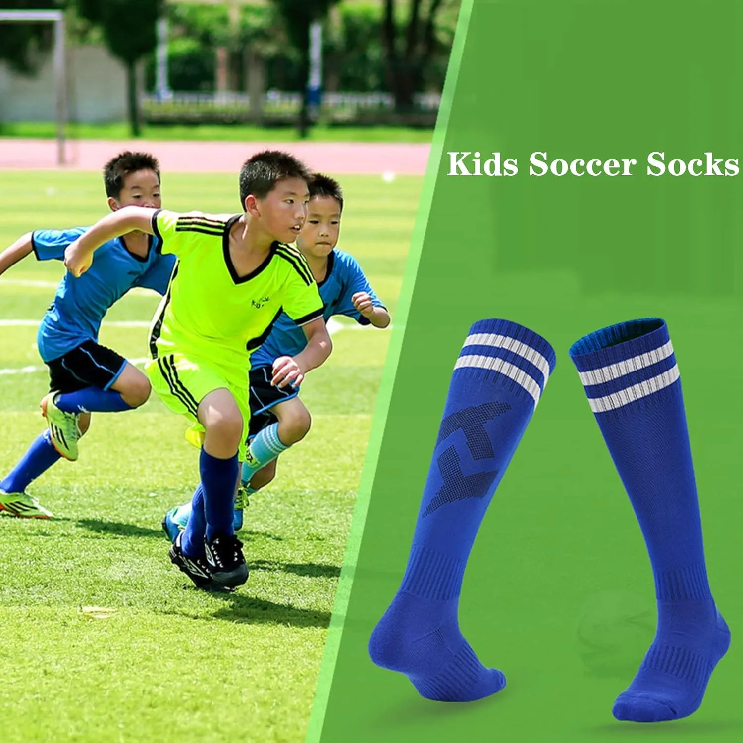 10 Pairs Kids Soccer Socks Stretchy Knee High Tube Colorful Football Athletic Team Socks for Boys Girls