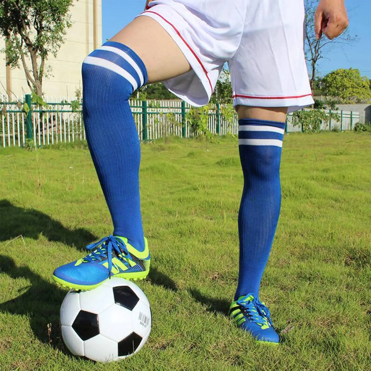 10 Pairs Kids Soccer Socks Stretchy Knee High Tube Colorful Football Athletic Team Socks for Boys Girls