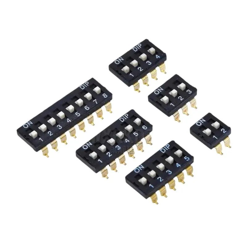 10pcs/Lot Slide Type SMT Switch, 2.54mm Pitch 2 Row 4 Pin Position/8 Position/16 8 Position Black New 2025 High for Reliable Electronic Component, Precision, Stable Performance