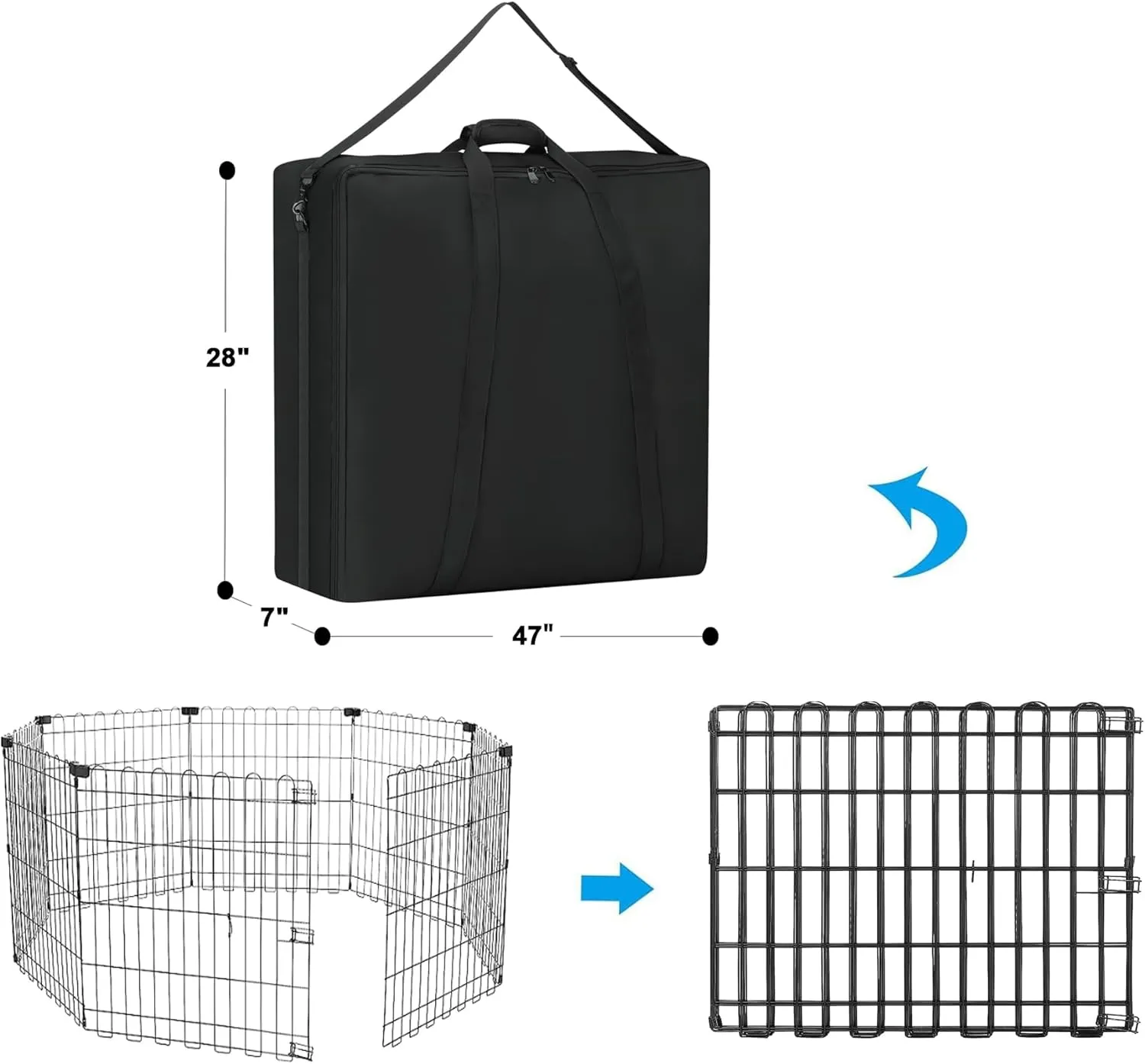 45" Dog Playpen Storage Bag, Suitable for Foldable Exercise Pet Playpens, Dog Fence Travel Bag With Handles For Camping and RV Trip, Waterproof Oxford Fabric