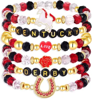 5 Pack Beaded Bracelet Stackable Christmas Thanksgiving St. Patrick’s Day Valentine's Day Beaded Stretch Bracelet Holiday Charm Bracelets Festive Jewelry Gifts for Women