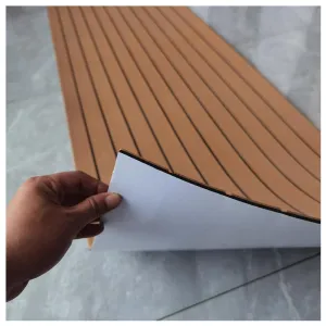 96"x36" EVA Foam Boat Flooring Brown Boat Carpet Self-Adhesive Faux Teak Marine Deck Flooring Sheet | Non-Slip Mat for Boats