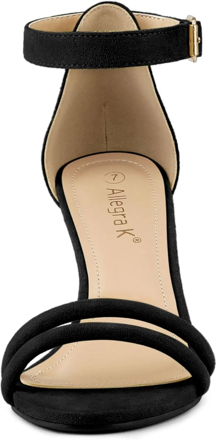 Allegra K Women's Kitten Heel Ankle Strap Sandals Shoes