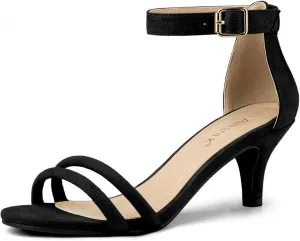 Allegra K Women's Kitten Heel Ankle Strap Sandals Shoes
