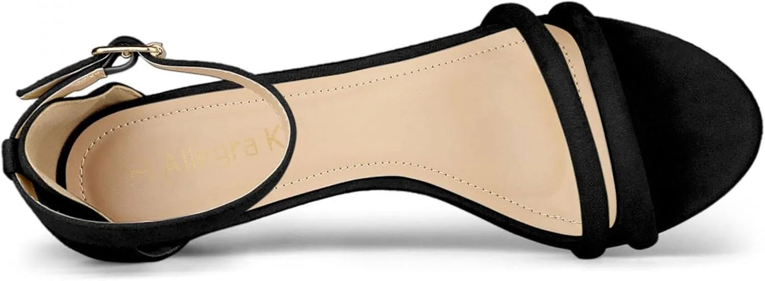 Allegra K Women's Kitten Heel Ankle Strap Sandals Shoes