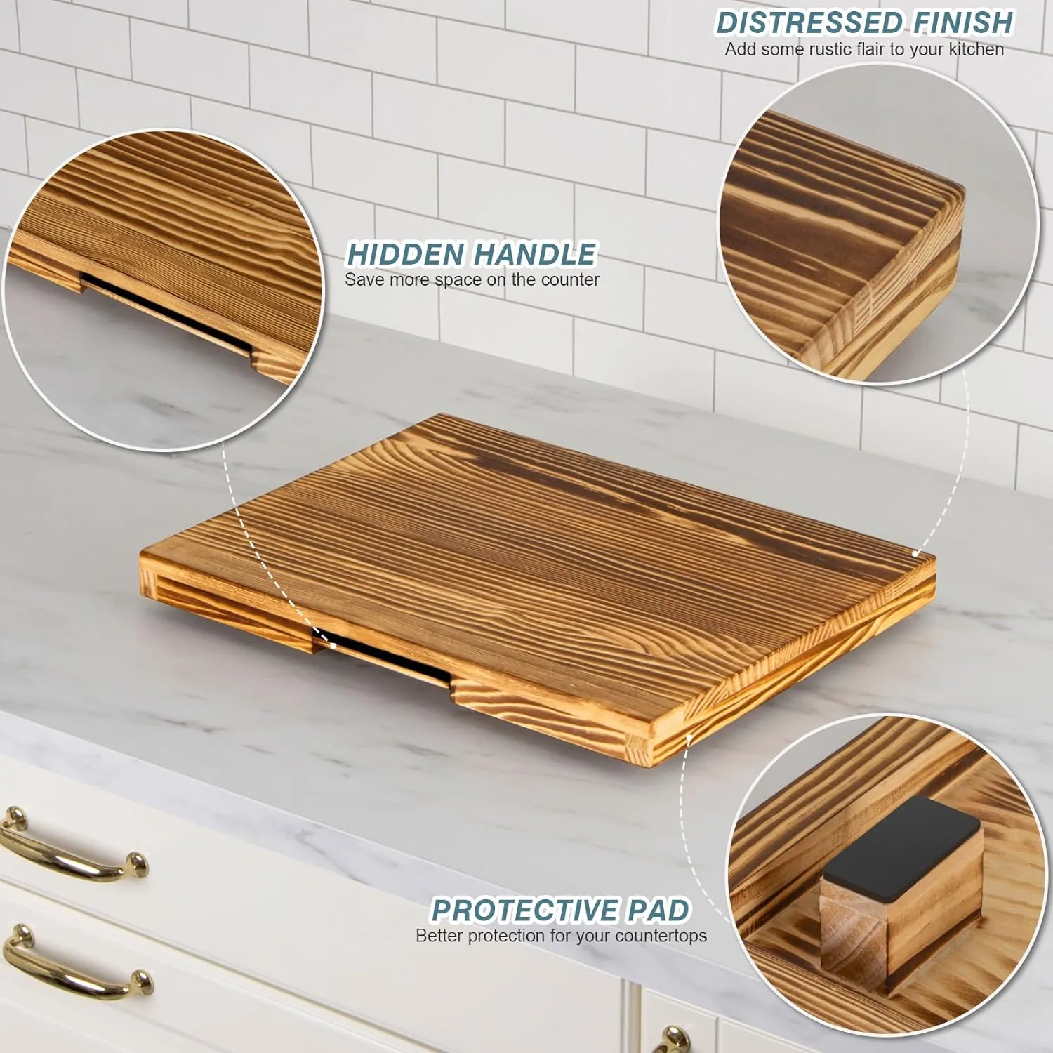 Appliance Slider, Wooden Sliding Tray for Coffee Maker, Coffee Pot Slider for Counter, Kitchen Caddy Rolling Tray (Rustic Brown- Wide)