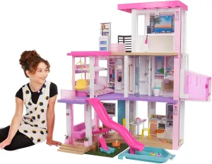 Barbie Dreamhouse (3.75-ft) 3-Story Dollhouse Playset with Pool & Slide, Party Room, Elevator, Puppy Play Area, Customizable Lights & Sounds, 75  Pieces, Gift for 3 to 7 Year Olds (Amazon Exclusive)