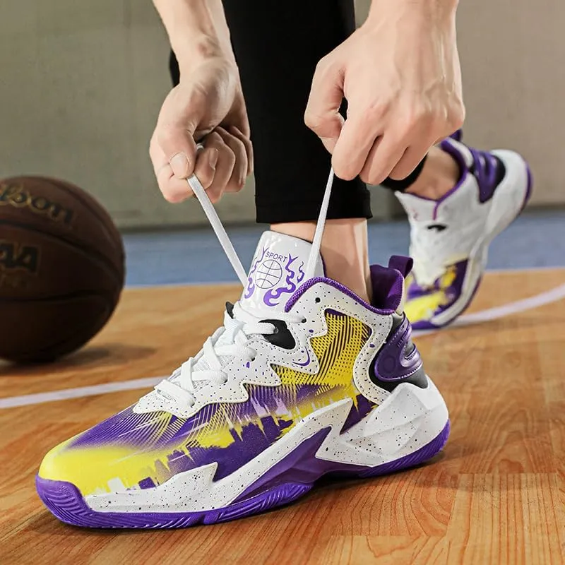 Basketball Shoes for Boys and Kids, Walking Running Shoes Breathable Comfortable Boys Sneakers for Little and Big Kids