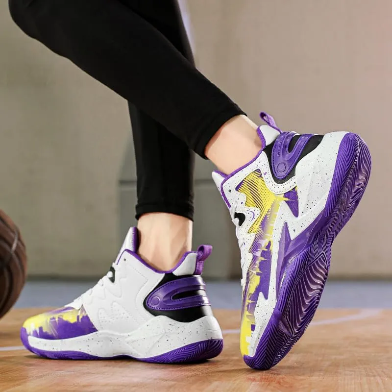 Basketball Shoes for Boys and Kids, Walking Running Shoes Breathable Comfortable Boys Sneakers for Little and Big Kids