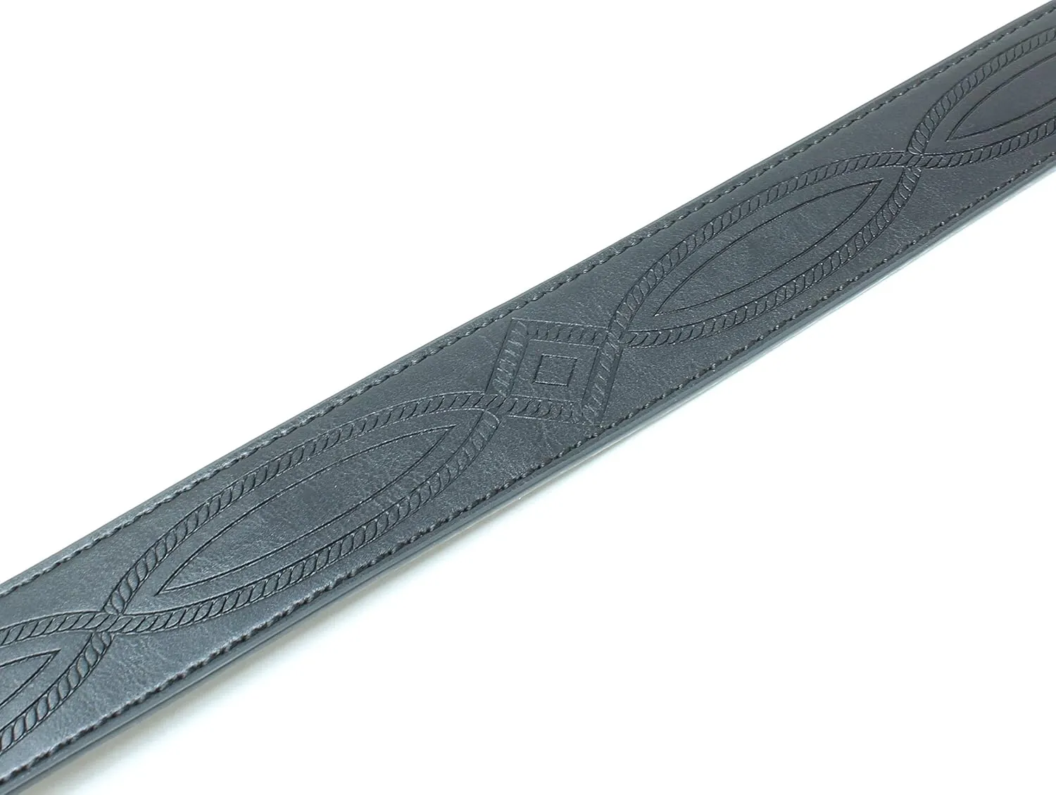 BC Belts Leather Belt Strap with Fancy Saddle Stitch Embossed Pattern 1.5" Wide with Snaps