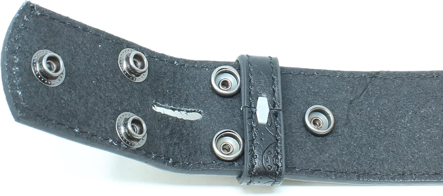 BC Belts Leather Belt Strap with Fancy Saddle Stitch Embossed Pattern 1.5" Wide with Snaps
