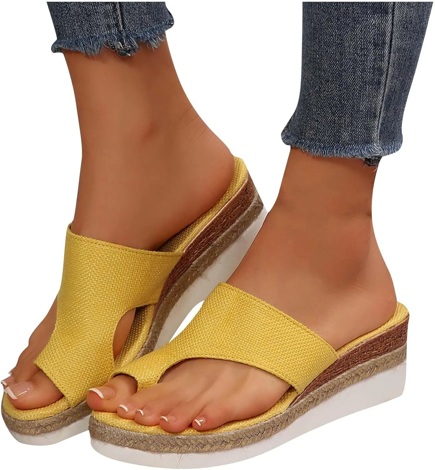 Beach Sandals for Woman Casual Summer Flip Flops Clip Toe Flat Sandal White Platform Hiking Workout Shoes