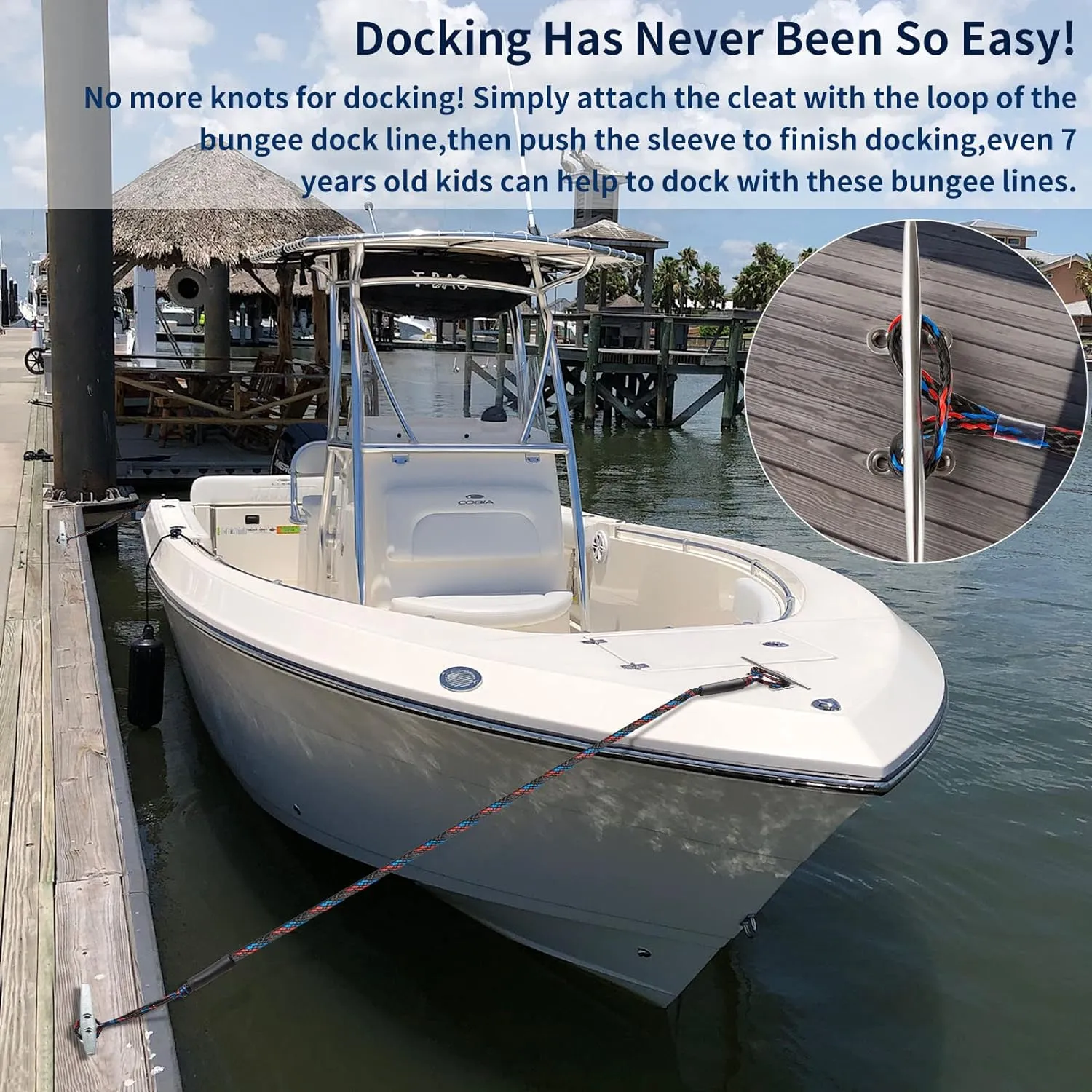 Botepon Boat Bungee Dock Lines, Boating Gifts for Men, Boat Accessories, Pontoon Accessories, Mooring Lines for Bass Boat, 4 Feet
