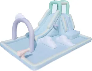 Bounceland Splash N’ Dash Dream Water Slide, 14.4ft L x 9.1ft W x 6.8ft H inflated Size, Outdoor Fun w/Long Slide, Giant Splash Pool, Water Spray, Climbing Wall, Active Play for Kids