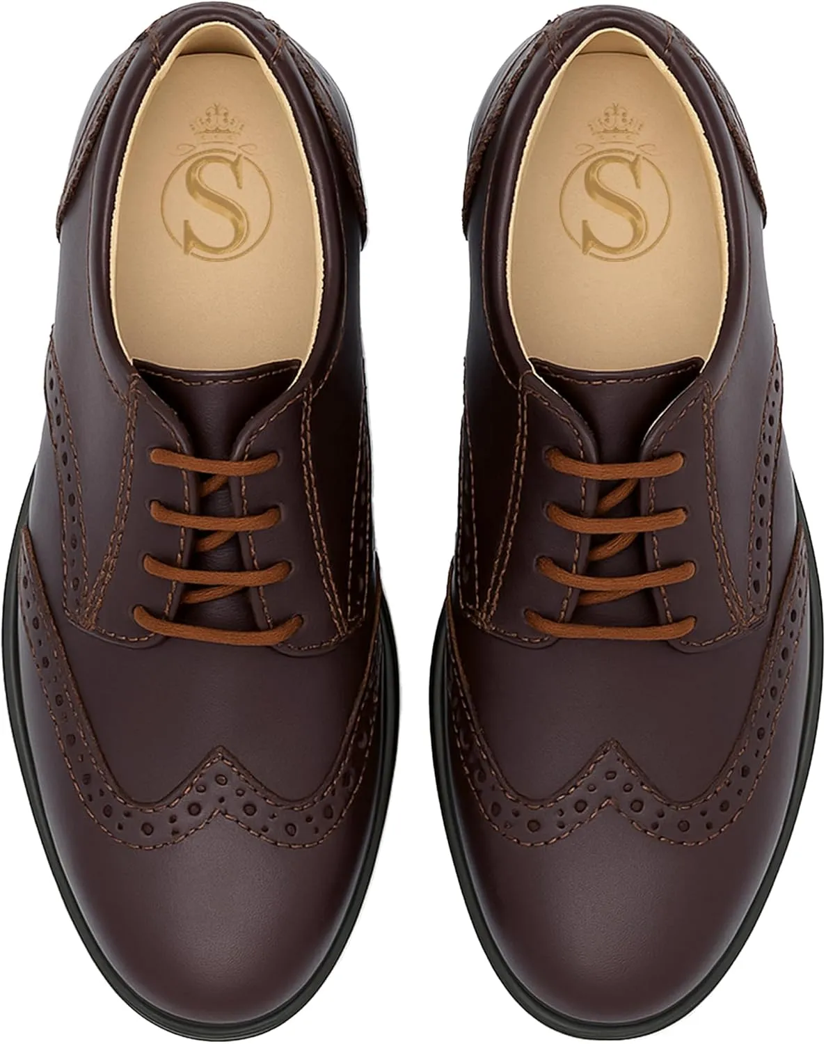 Boys’ Patent Derby Dress Shoes, Wingtip Brogue Lace-Up Wedding Prom Formal Footwear
