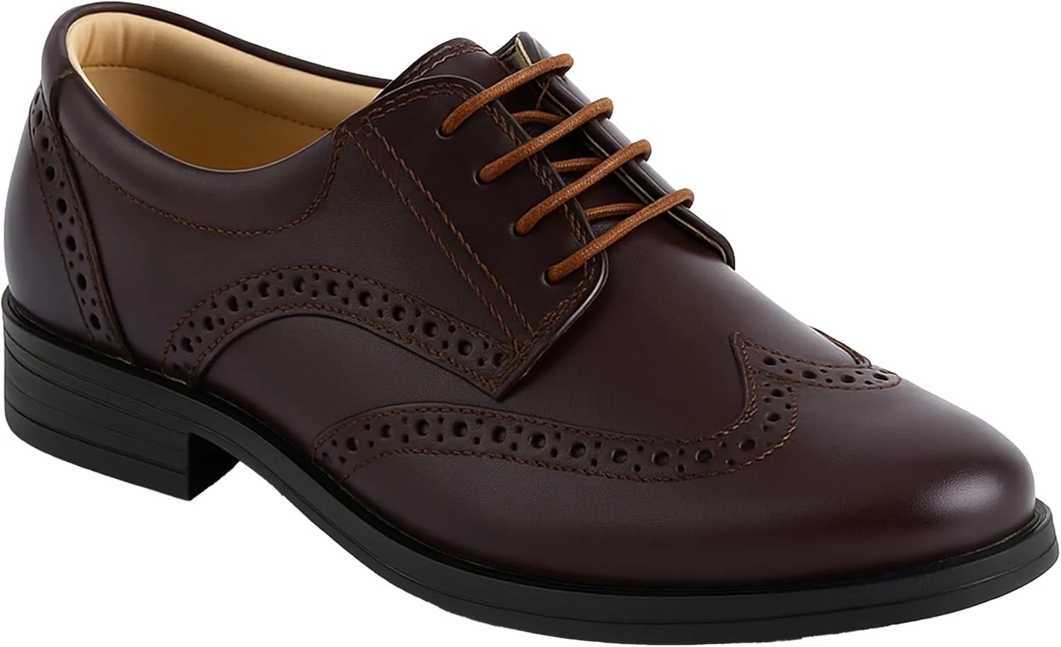 Boys’ Patent Derby Dress Shoes, Wingtip Brogue Lace-Up Wedding Prom Formal Footwear