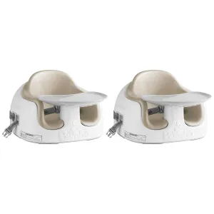 Bumbo Baby Toddler Adjustable 3 in 1 Multi Seat High Chair and Booster Seat with Removable Tray and Buckle Strap for Toddlers 1 to 3, Taupe (2 Pack)
