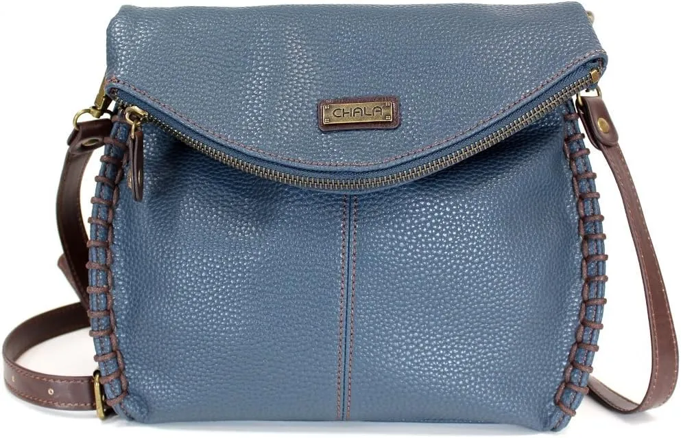 CHALA Charming Crossbody Bag Shoulder Handbag With Flap Top and Zipper Navy/Pewter
