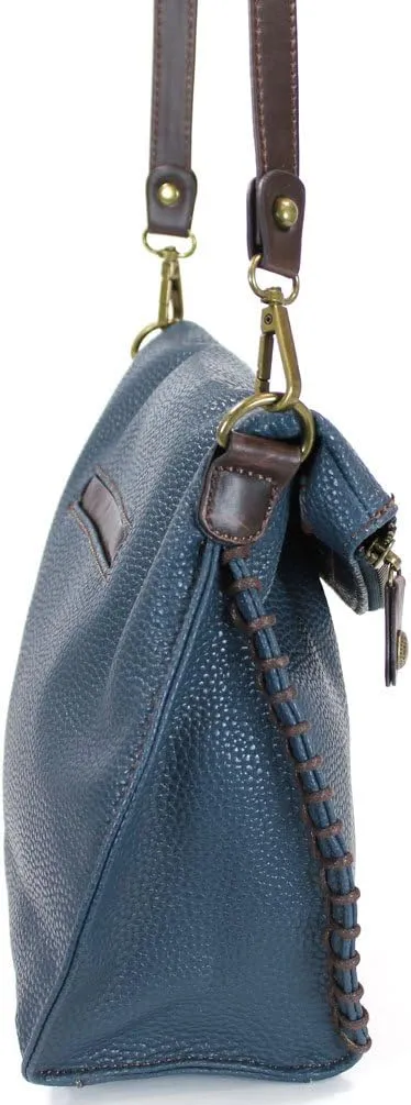 CHALA Charming Crossbody Bag Shoulder Handbag With Flap Top and Zipper Navy/Pewter