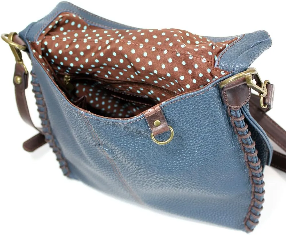 CHALA Charming Crossbody Bag Shoulder Handbag With Flap Top and Zipper Navy/Pewter
