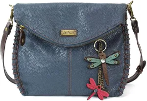CHALA Charming Crossbody Bag Shoulder Handbag With Flap Top and Zipper Navy/Pewter