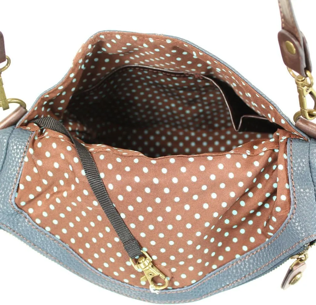 CHALA Charming Crossbody Bag Shoulder Handbag With Flap Top and Zipper Navy/Pewter