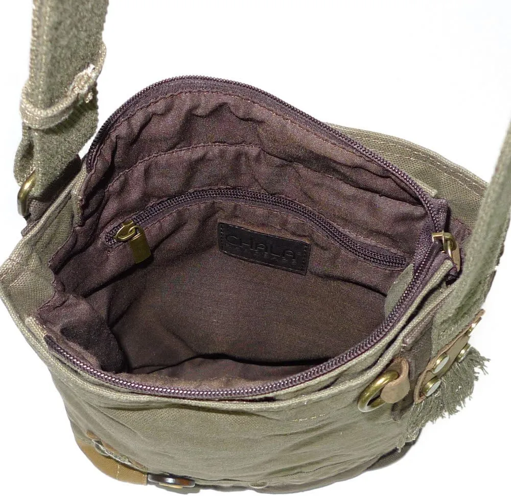 CHALA Patch Crossbody Women Canvas Shoulder Purse with Adjustable Crossbody Strap
