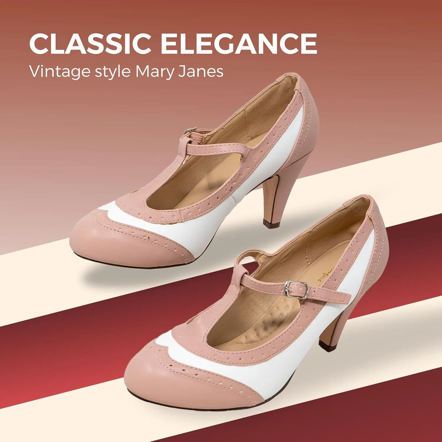 Chase & Chloe Lace-Up Vintage Cut-Out Women's Heeled Oxford