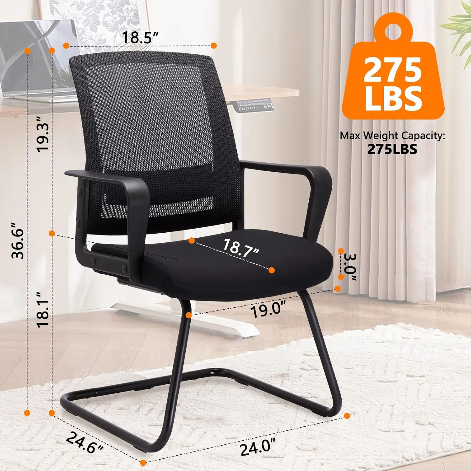 CLATINA Office Guest Chair with Lumbar Support and Mid Back Mesh Space Air Grid Series for Reception Conference Room