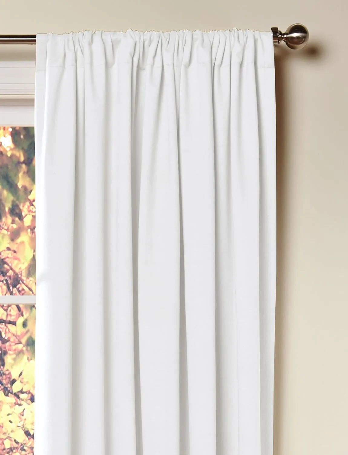COTTON CRAFT White Curtain Window Panel Drapes - Set of 2 - Thick Cotton Duck Fabric Reverse Tab Top Window Treatment - Bonus Tie Backs - Clean Crisp Elegant Look - Bedroom Living Room - 50 W x 108 L