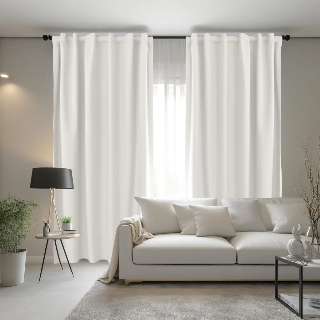 COTTON CRAFT White Curtain Window Panel Drapes - Set of 2 - Thick Cotton Duck Fabric Reverse Tab Top Window Treatment - Bonus Tie Backs - Clean Crisp Elegant Look - Bedroom Living Room - 50 W x 108 L