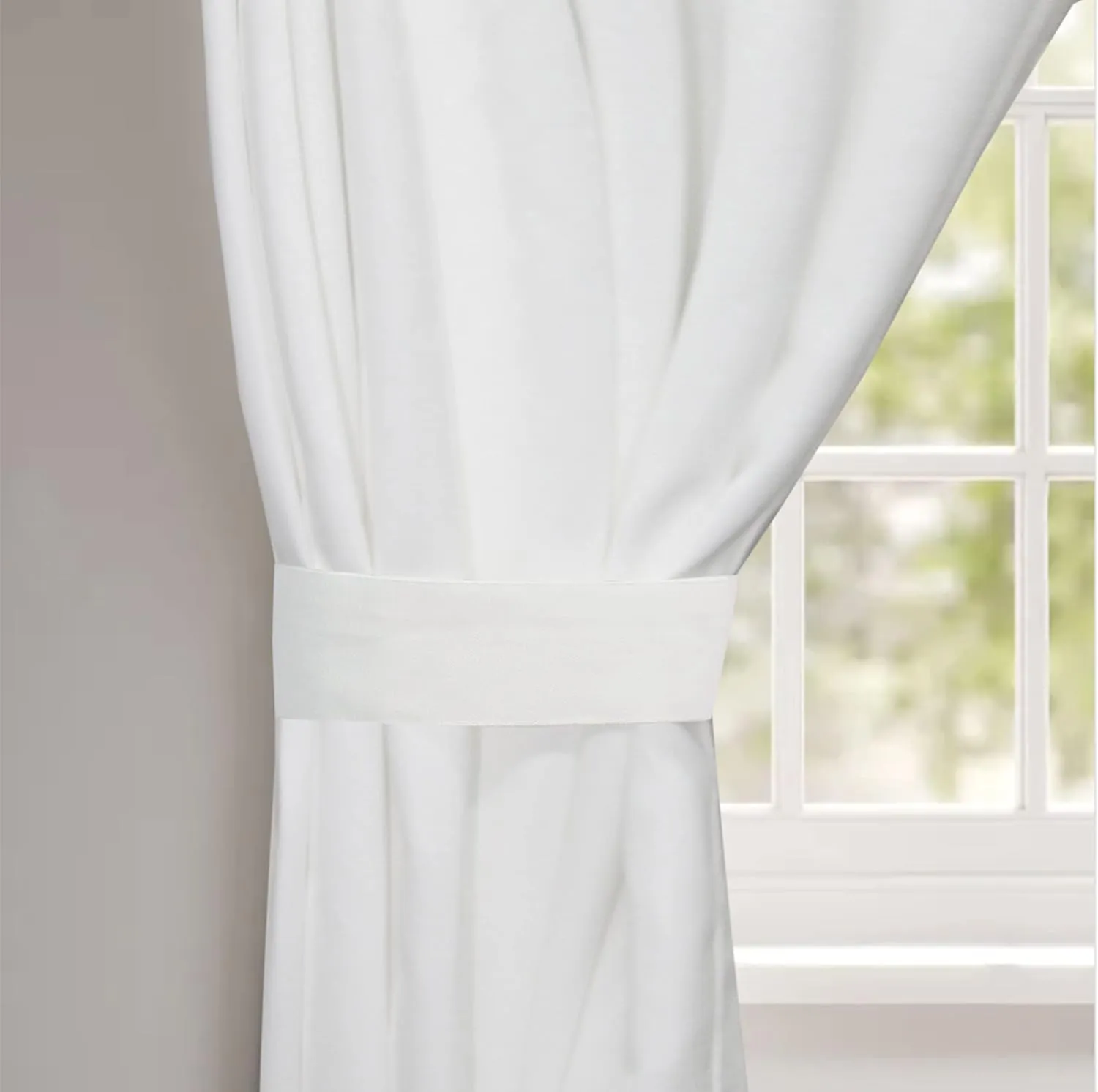COTTON CRAFT White Curtain Window Panel Drapes - Set of 2 - Thick Cotton Duck Fabric Reverse Tab Top Window Treatment - Bonus Tie Backs - Clean Crisp Elegant Look - Bedroom Living Room - 50 W x 108 L