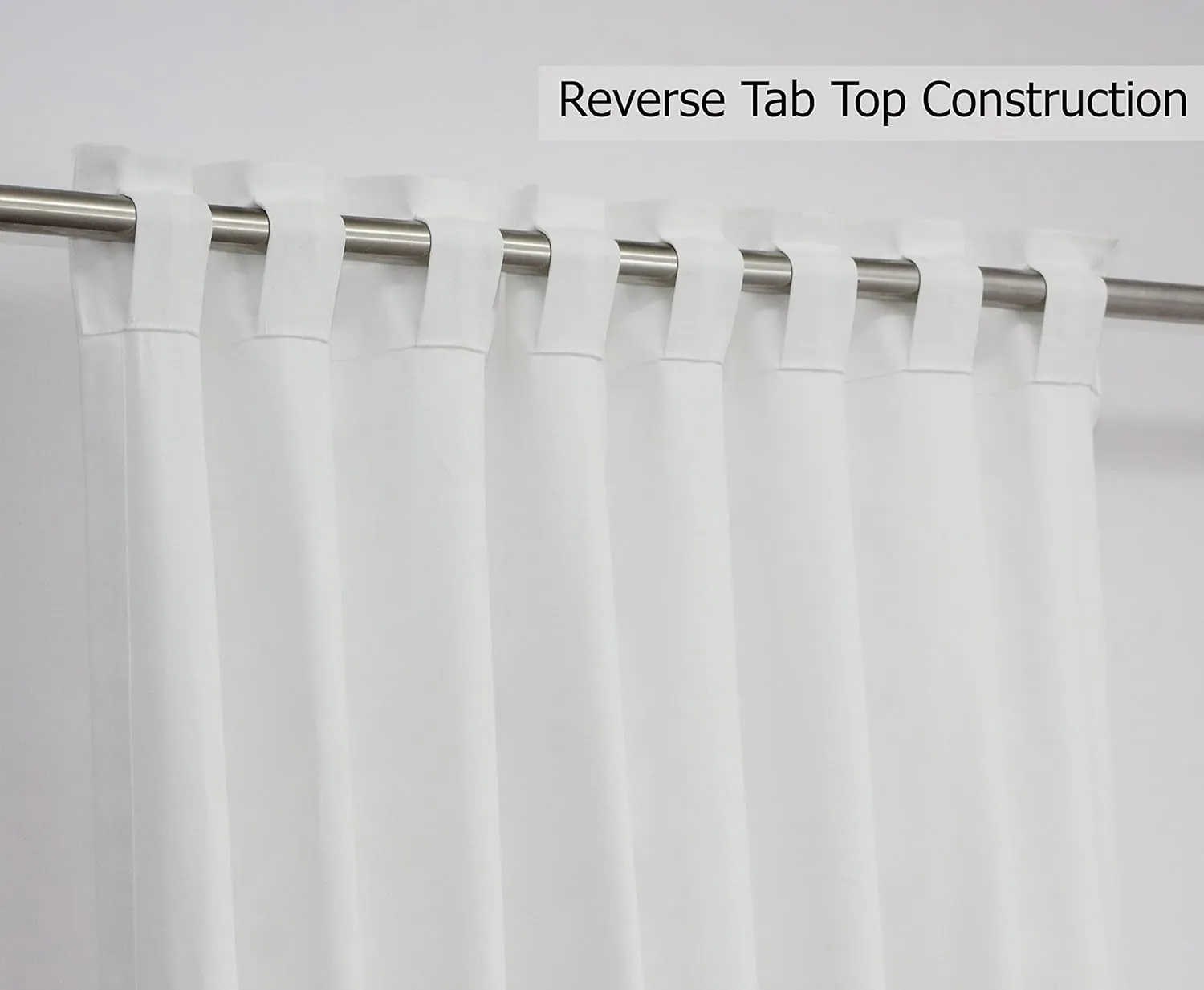 COTTON CRAFT White Curtain Window Panel Drapes - Set of 2 - Thick Cotton Duck Fabric Reverse Tab Top Window Treatment - Bonus Tie Backs - Clean Crisp Elegant Look - Bedroom Living Room - 50 W x 108 L