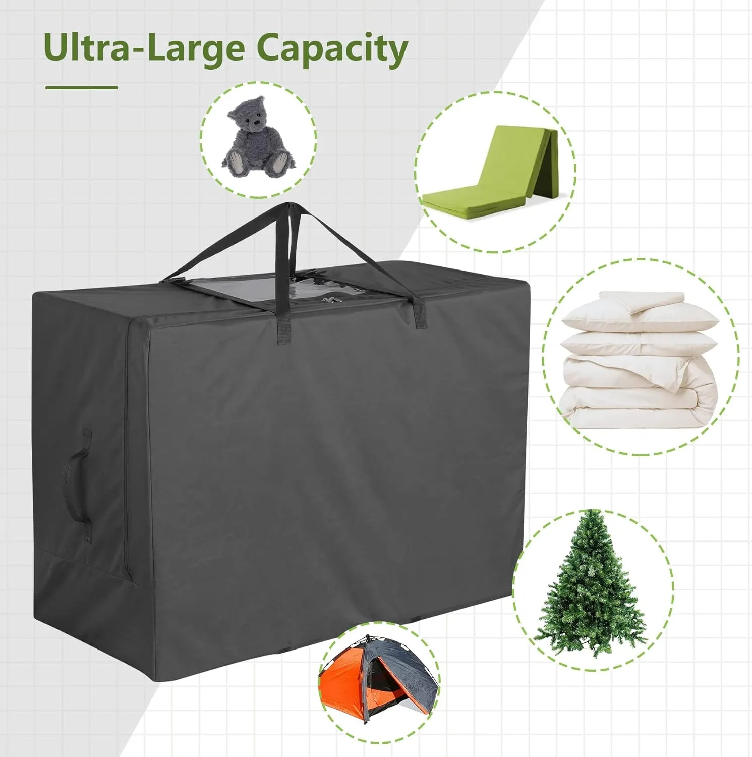 Cuddly Nest Folding Mattress Storage Bag - Heavy Duty Carry Case for Tri-Fold Guest Bed (Fits 6" Full Mattress,Black)