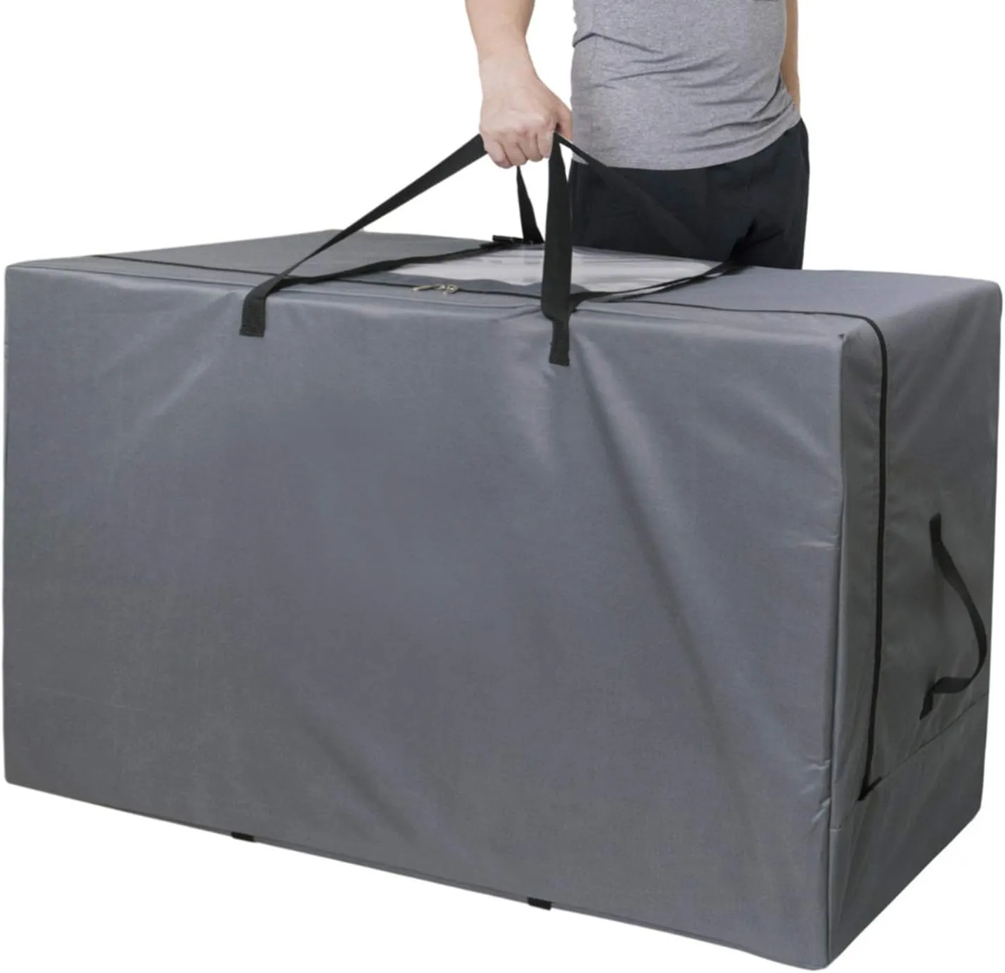 Cuddly Nest Folding Mattress Storage Bag - Heavy Duty Carry Case for Tri-Fold Guest Bed (Fits 6" Queen Mattress,Grey)
