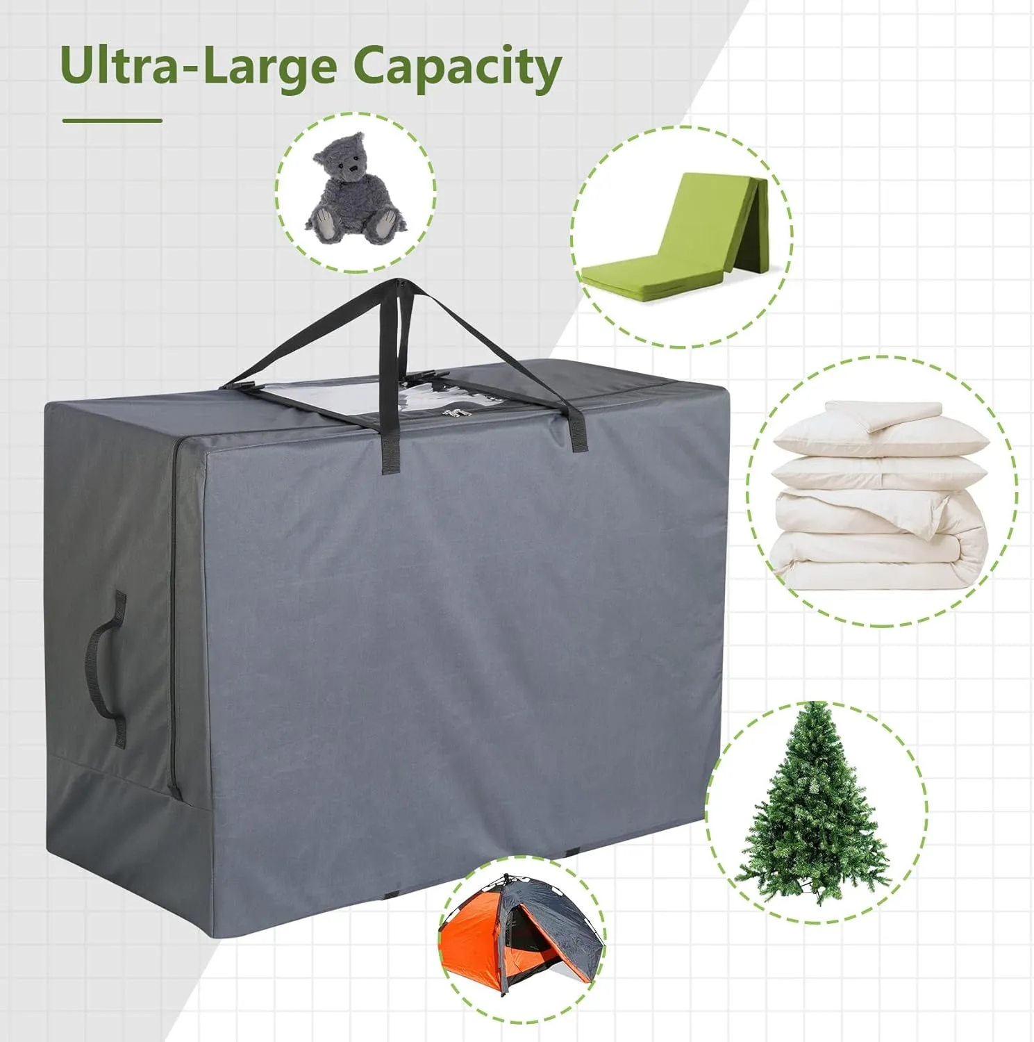 Cuddly Nest Folding Mattress Storage Bag - Heavy Duty Carry Case for Tri-Fold Guest Bed (Fits 6" Queen Mattress,Grey)