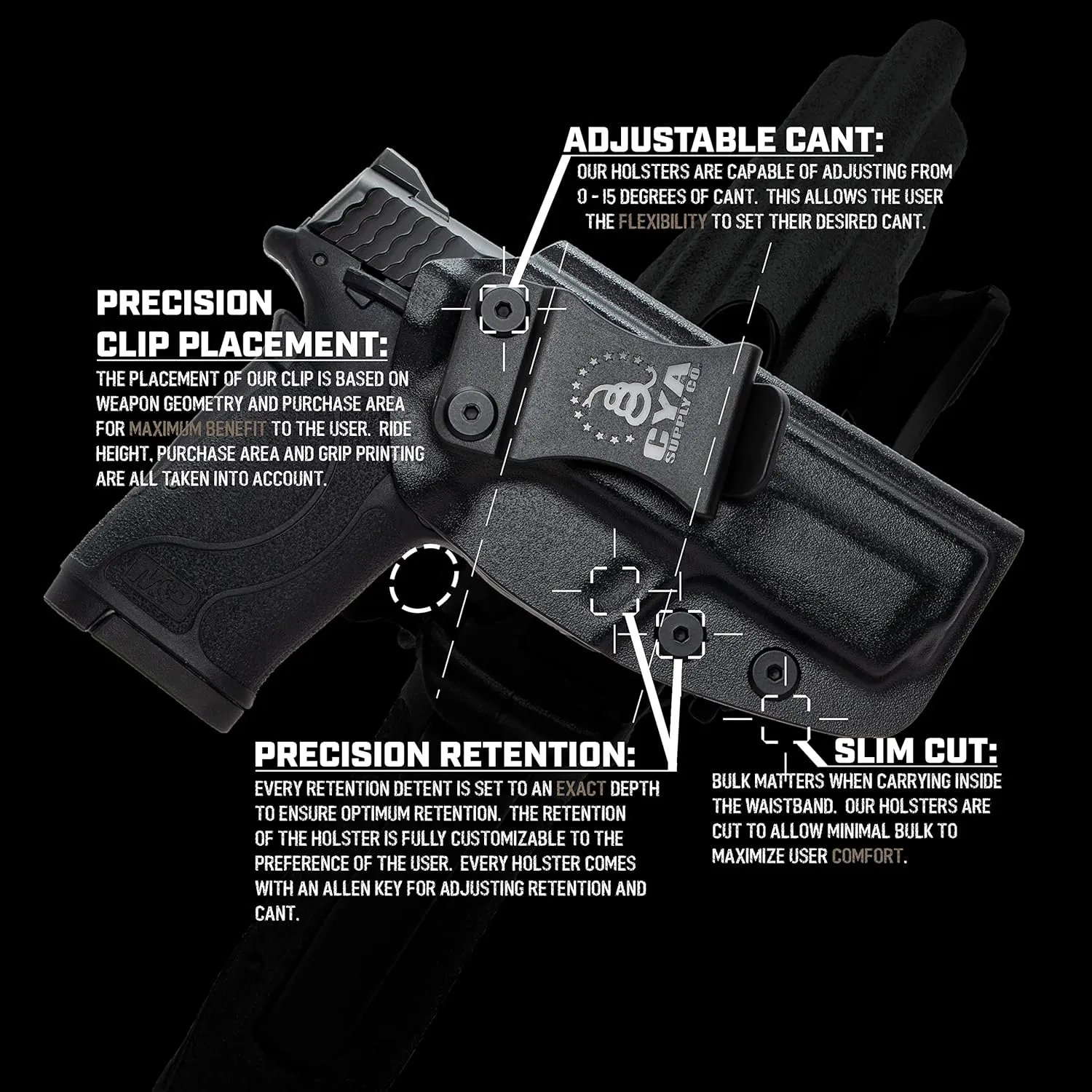 CYA Supply Co. Base IWB Concealed Carry Holster Veteran Owned Made in USA - Fits