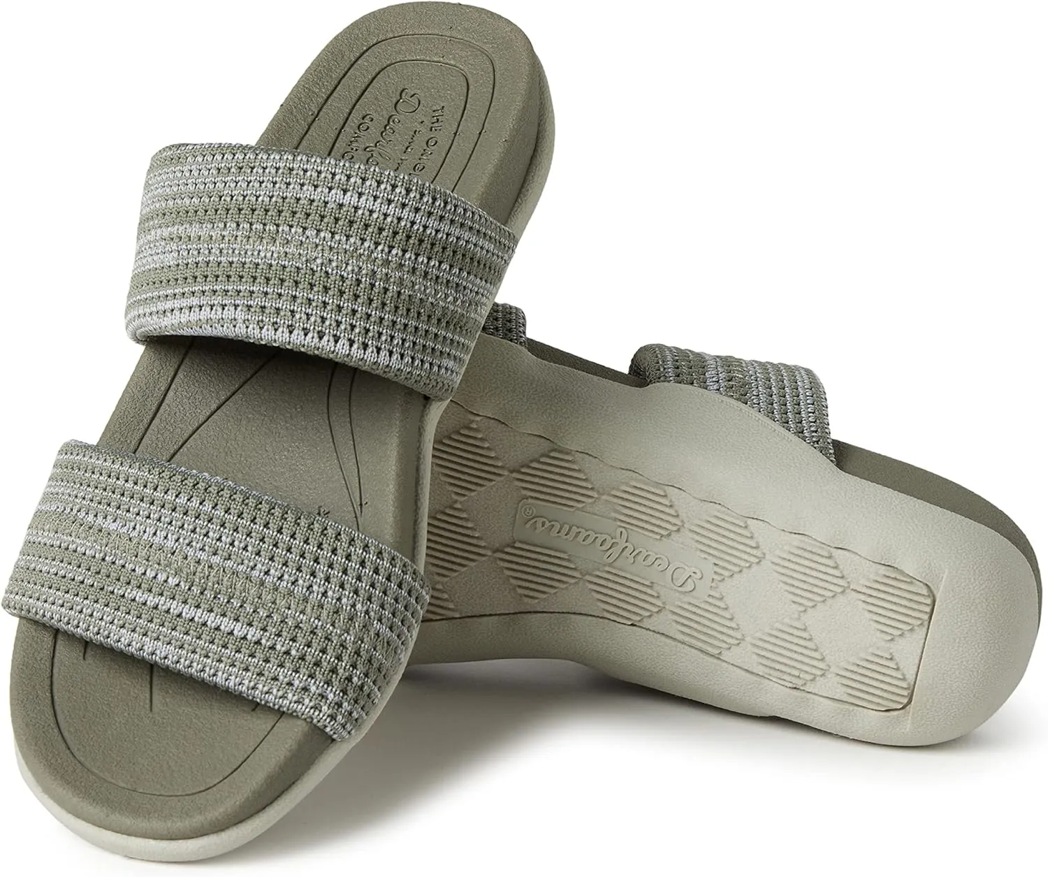 Dearfoams Women's Original Comfort Blair Slip-On Double Band Slide Sandal with Arch Support