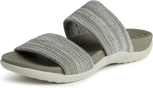Dearfoams Women's Original Comfort Blair Slip-On Double Band Slide Sandal with Arch Support