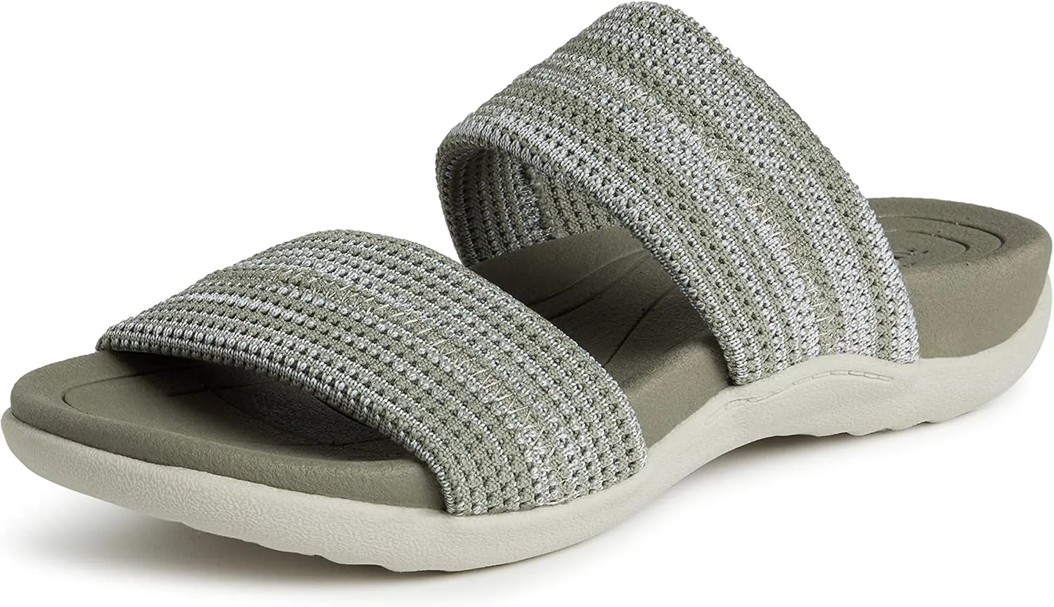 Dearfoams Women's Original Comfort Blair Slip-On Double Band Slide Sandal with Arch Support