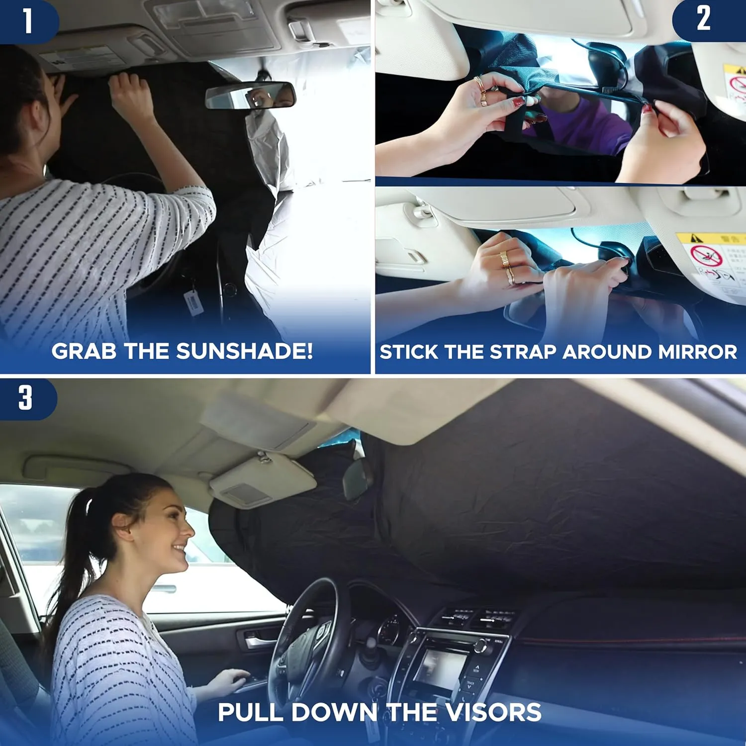 EcoNour Mini Cooper & Cooper S Hardtop 4-Door Front Windshield Sunshade Compatible with 2014-2024 2025-240T Polyester Foldable Window Shade - Blocks UV Rays & Keeps Your Car Cool