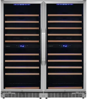 EdgeStar CWR1102DZDUAL 48 Inch Wide 202 Bottle Capacity Built-In or Free Standing Wine Cooler - Stainless Steel