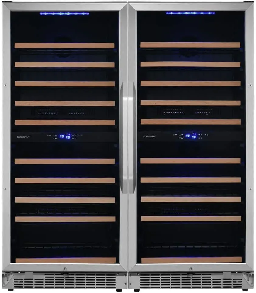 EdgeStar CWR1102DZDUAL 48 Inch Wide 202 Bottle Capacity Built-In or Free Standing Wine Cooler - Stainless Steel