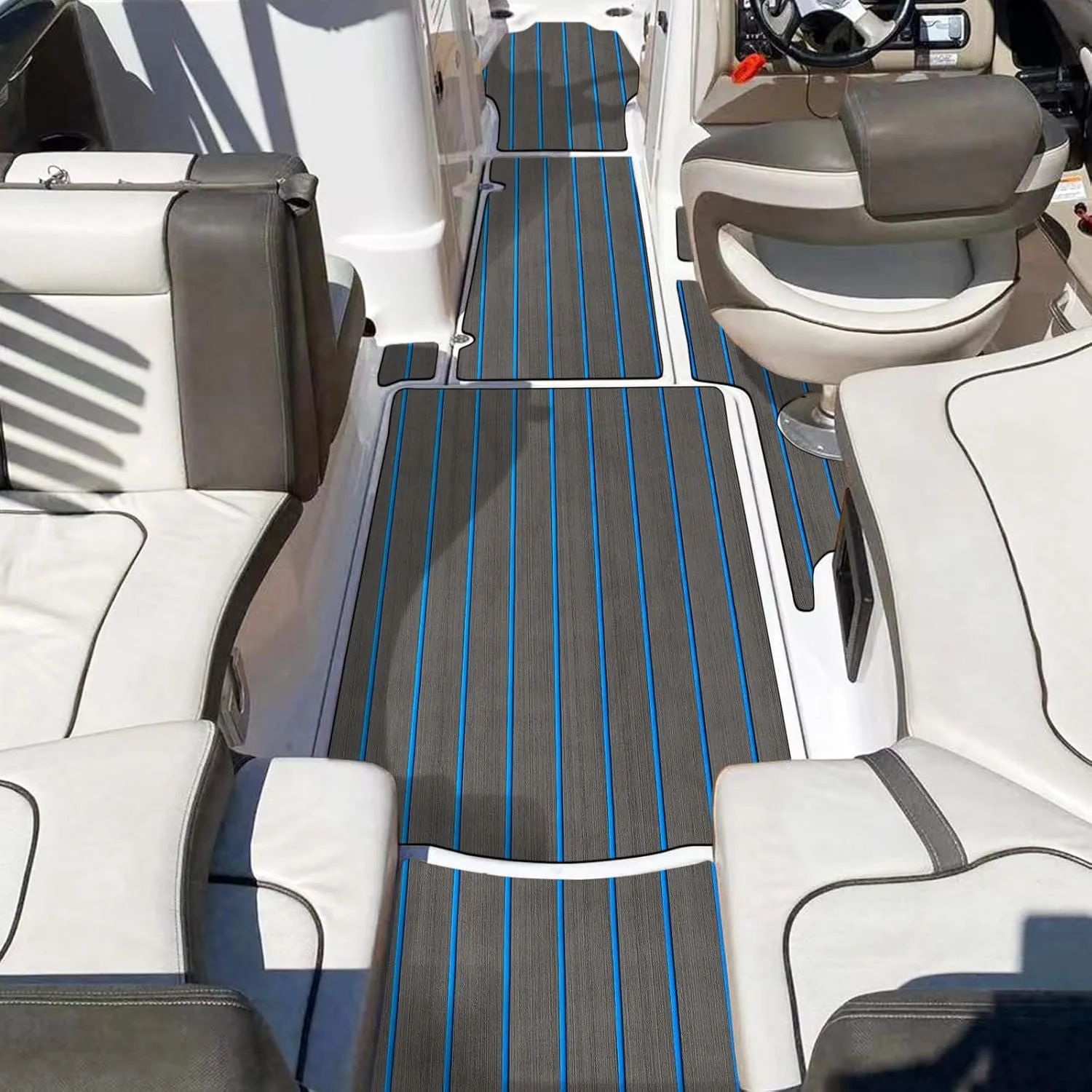 EVA Foam Decking 94x45/35/16 Faux Teak Marine Carpet Non-Slip Self-Adhesive Foam Deck Mat Rolls Sheet for MotorBoats, Pontoon, Yacht, Jon Boat Floor