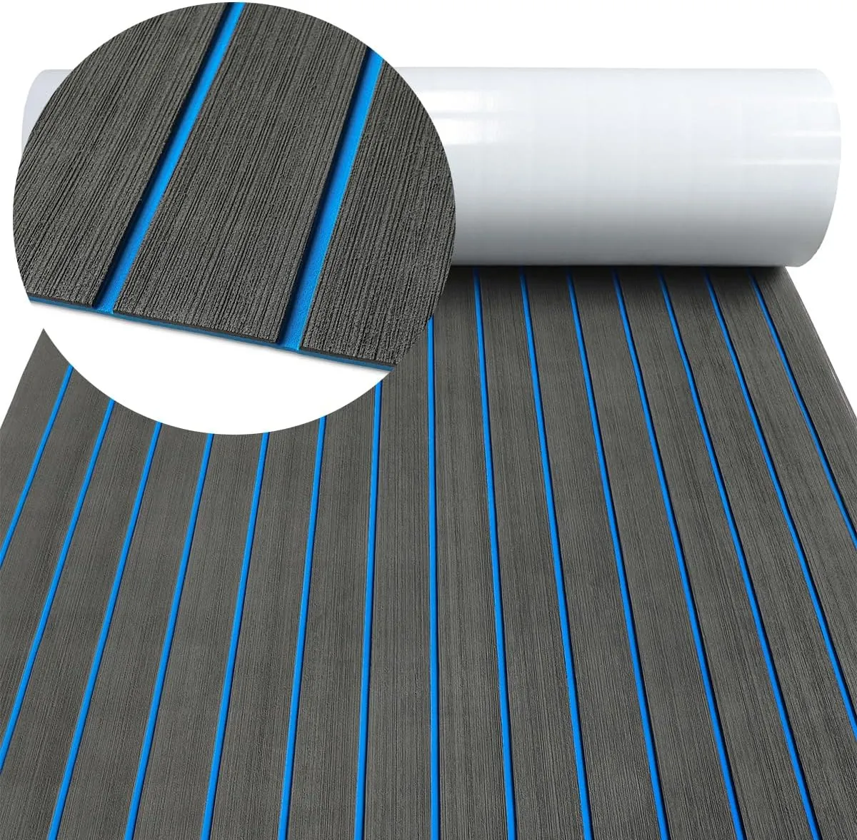 EVA Foam Decking 94x45/35/16 Faux Teak Marine Carpet Non-Slip Self-Adhesive Foam Deck Mat Rolls Sheet for MotorBoats, Pontoon, Yacht, Jon Boat Floor