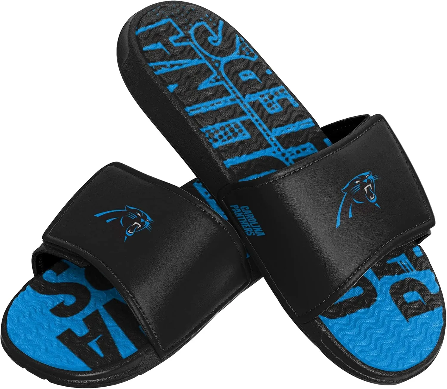 FOCO Carolina Panthers NFL Mens Gradient Wordmark Gel Slide - M