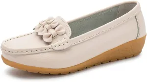 FolHaoth Womens Loafers Slip On Moccasin Shoes Casual Flat Breathable Round Toe Comfortable Walking Nurse Loafers Non Slip Fashion Driving Shoes for Women