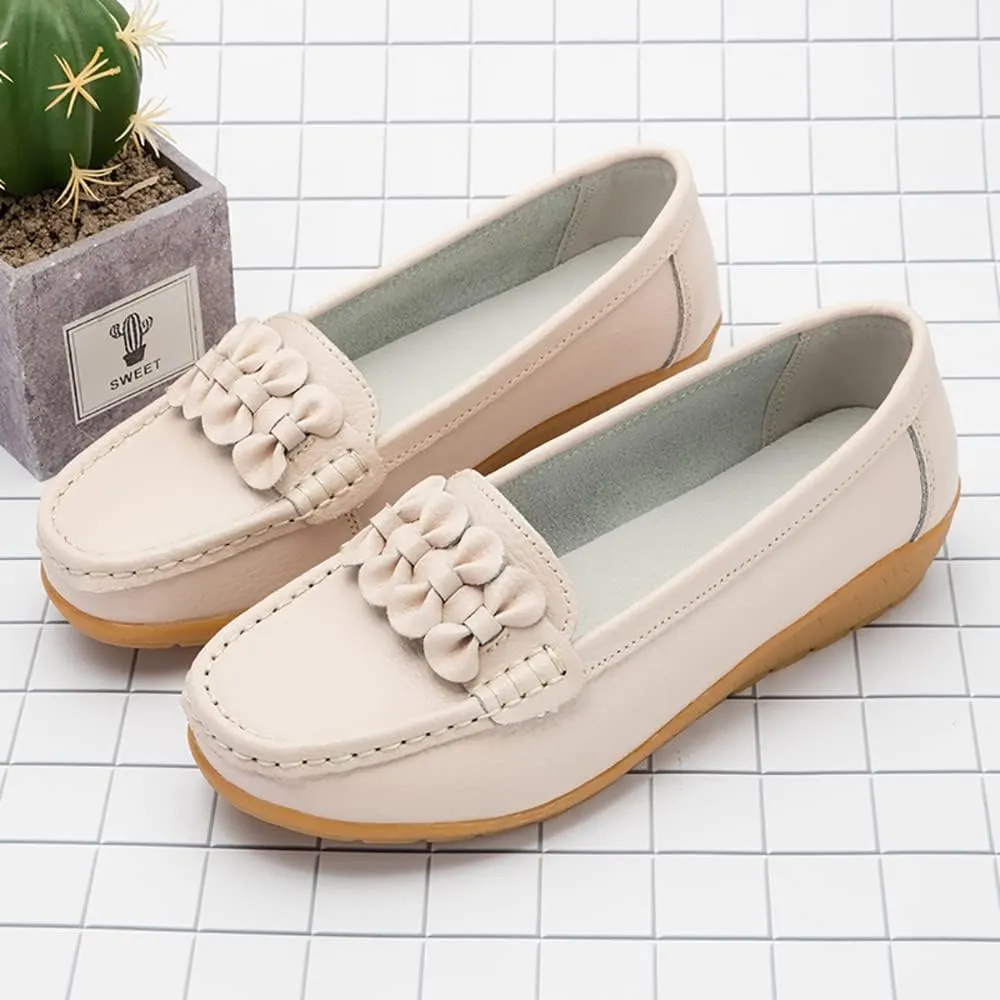 FolHaoth Womens Loafers Slip On Moccasin Shoes Casual Flat Breathable Round Toe Comfortable Walking Nurse Loafers Non Slip Fashion Driving Shoes for Women