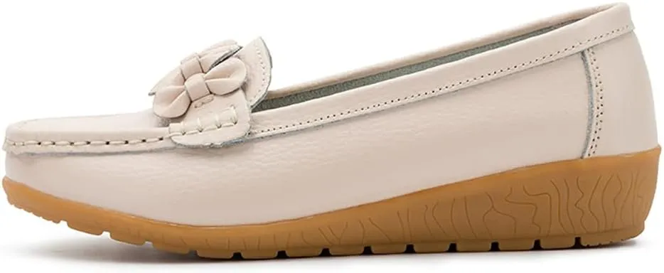 FolHaoth Womens Loafers Slip On Moccasin Shoes Casual Flat Breathable Round Toe Comfortable Walking Nurse Loafers Non Slip Fashion Driving Shoes for Women